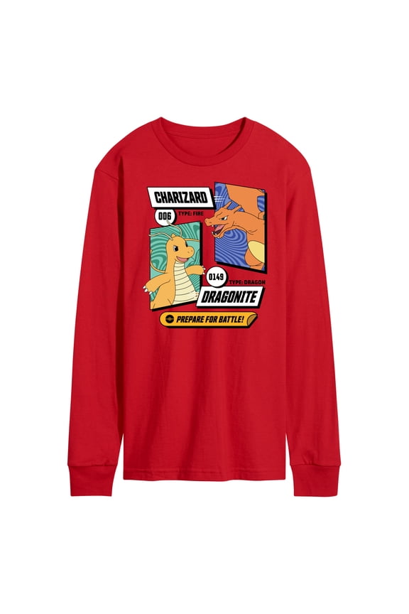 Pokémon - Dragonite Charizard Prepare For Battle - Men's Long Sleeve T-Shirt