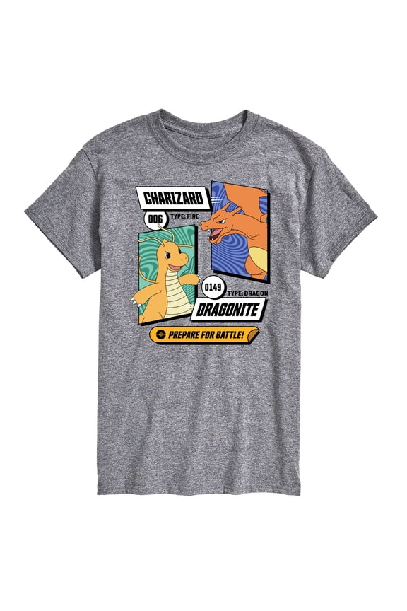 - Dragonite Charizard Prepare For Battle - Men's Short Sleeve Graphic T-Shirt