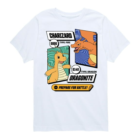 Pokémon - Dragonite Charizard Prepare For Battle - Youth Short Sleeve Graphic T-Shirt