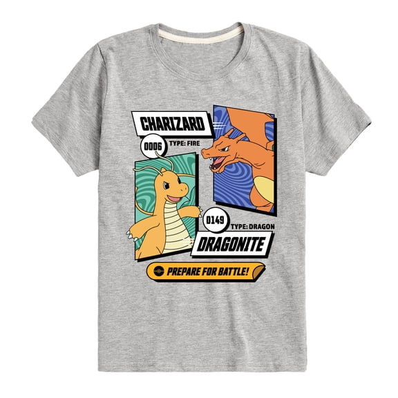 Pokémon - Dragonite Charizard Prepare For Battle - Youth Short Sleeve Graphic T-Shirt
