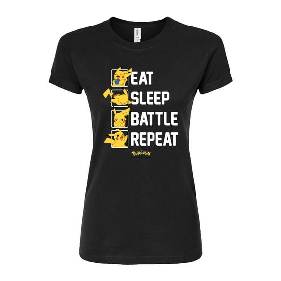 Pokémon - Eat Sleep Battle Repeat - Juniors Fitted Graphic T-Shirt