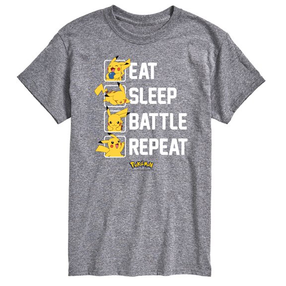 Pokémon - Eat Sleep Battle Repeat - Men's Short Sleeve Graphic T-Shirt