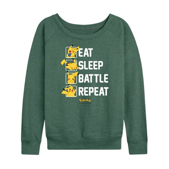 Pokémon - Eat Sleep Battle Repeat - Women's Lightweight French Terry Long Sleeve Shirt