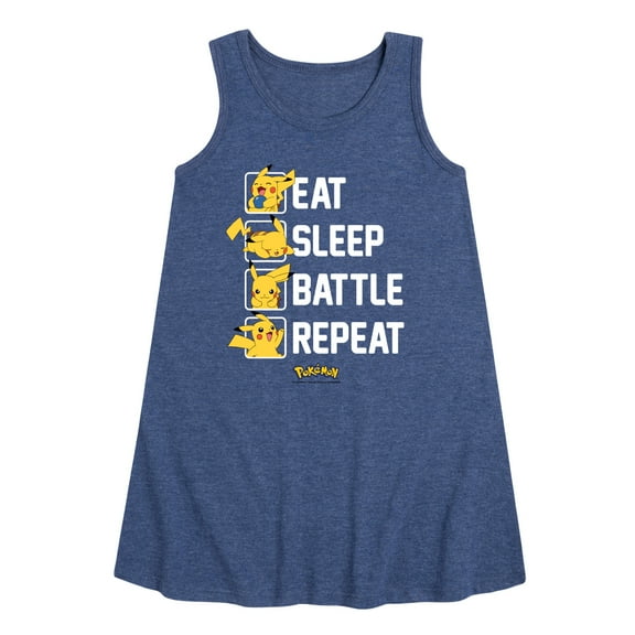 Pokémon - Eat Sleep Battle Repeat - Youth Girls A-line Dress