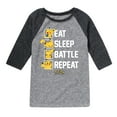 thumbnail image 1 of Pokémon - Eat Sleep Battle Repeat - Youth Raglan Graphic T- Shirt, 1 of 5