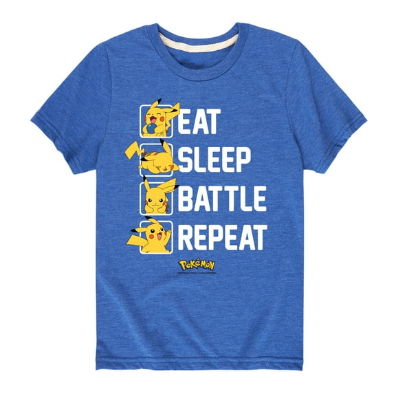 Pokémon - Eat Sleep Battle Repeat - Youth Short Sleeve Graphic T- Shirt