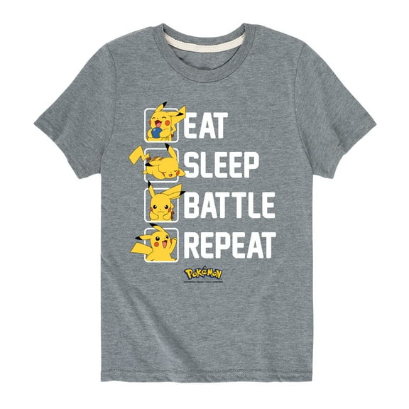 Pokémon - Eat Sleep Battle Repeat - Youth Short Sleeve Graphic T- Shirt