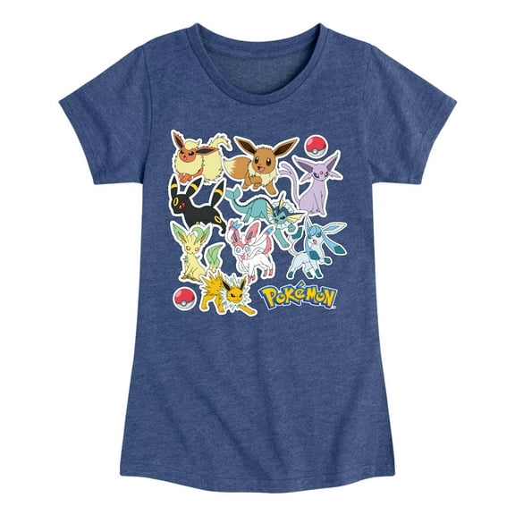 Pokémon - Eevee Evolution Stickers - Youth Girls Short Sleeve Graphic T-Shirt