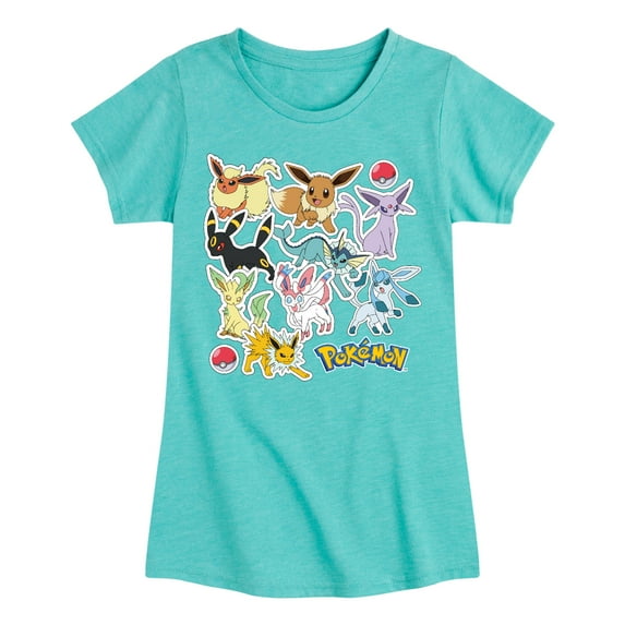 Pokémon - Eevee Evolution Stickers - Youth Girls Short Sleeve Graphic T-Shirt