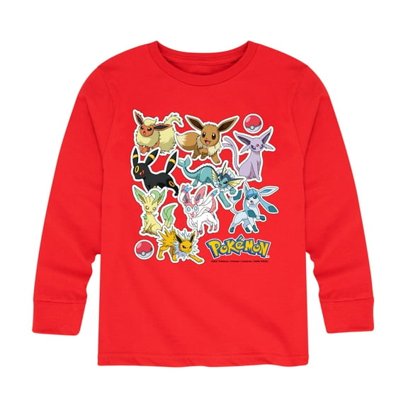 Pokémon - Eevee Evolution Stickers - Youth Long Sleeve Graphic T-Shirt