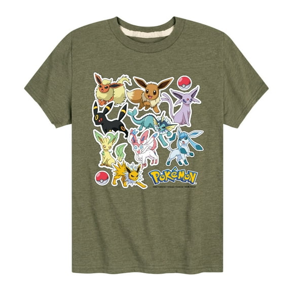 Pokémon - Eevee Evolution Stickers - Youth Short Sleeve Graphic T-Shirt