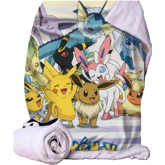 Pokémon Eevee Evolutions Flannel Blanket, Multicolor Character Throw, 50x40 inch