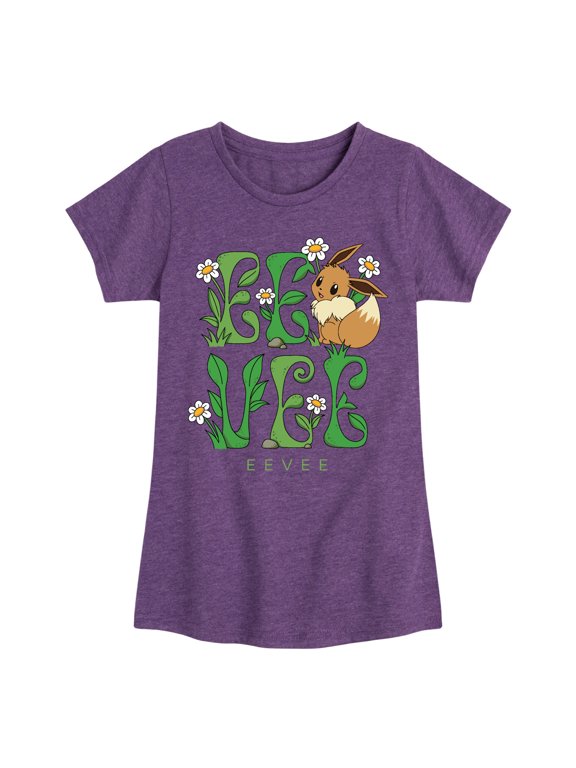 Pokémon - Eevee with Daisy Flowers Girls' Fitted Short Sleeve Graphic T-Shirt