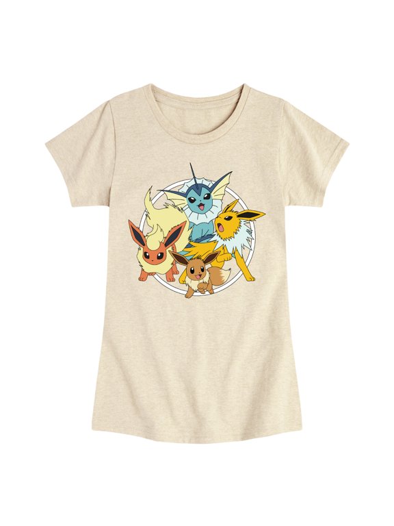 Pokémon - Eevee Group- Youth Girls Short Sleeve T-Shirt Girls' Fitted Short Sleeve Graphic T-Shirt