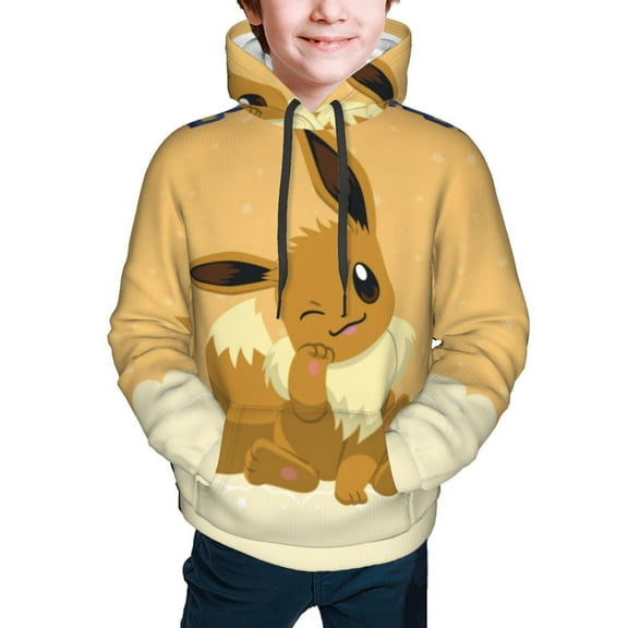 Pokémon-Eevee Hoodies for Boys Teens Pullover Sweatshirts with Pockets,Kids Cool Hooded Hoodie Clothes 6-18 Year,S