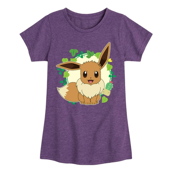 Pokémon - Eevee Leaves - Girls Youth Fitted Short Sleeve T-Shirt