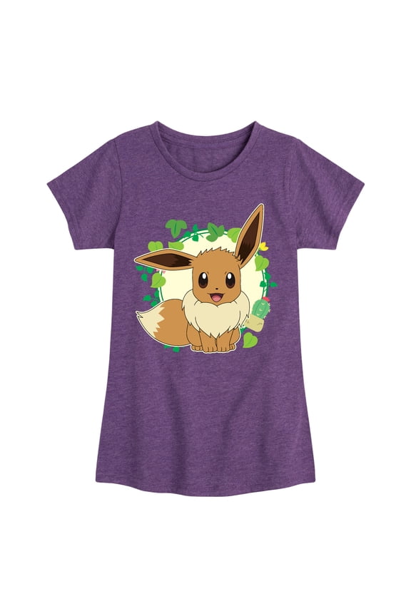 Pokémon - Eevee Leaves - Girls Youth Fitted Short Sleeve T-Shirt