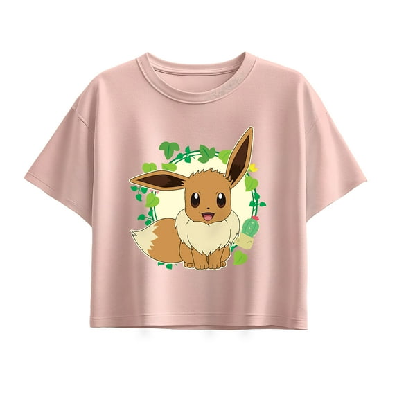 Pokémon - Eevee Leaves - Youth Girl Short Sleeve Boxy Tee