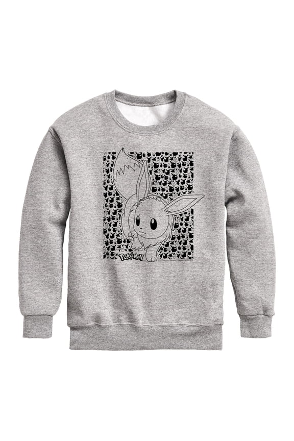 Pokémon - Eevee Pattern - Youth Crewneck Fleece Sweatshirt
