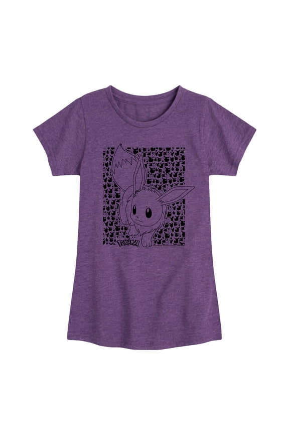 Pokémon - Eevee Pattern - Youth Girls Short Sleeve Graphic T-Shirt
