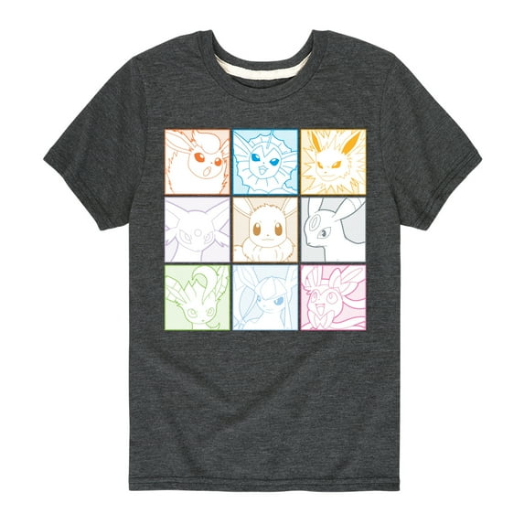 Pokémon - Eevee Squares - Boy's Youth Short Sleeve Graphic T-Shirt