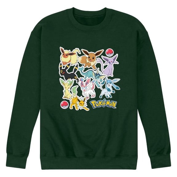 Pokémon - Eeveelution Stickers - Men's Long Sleeve Crew Fleece Sweatshirt