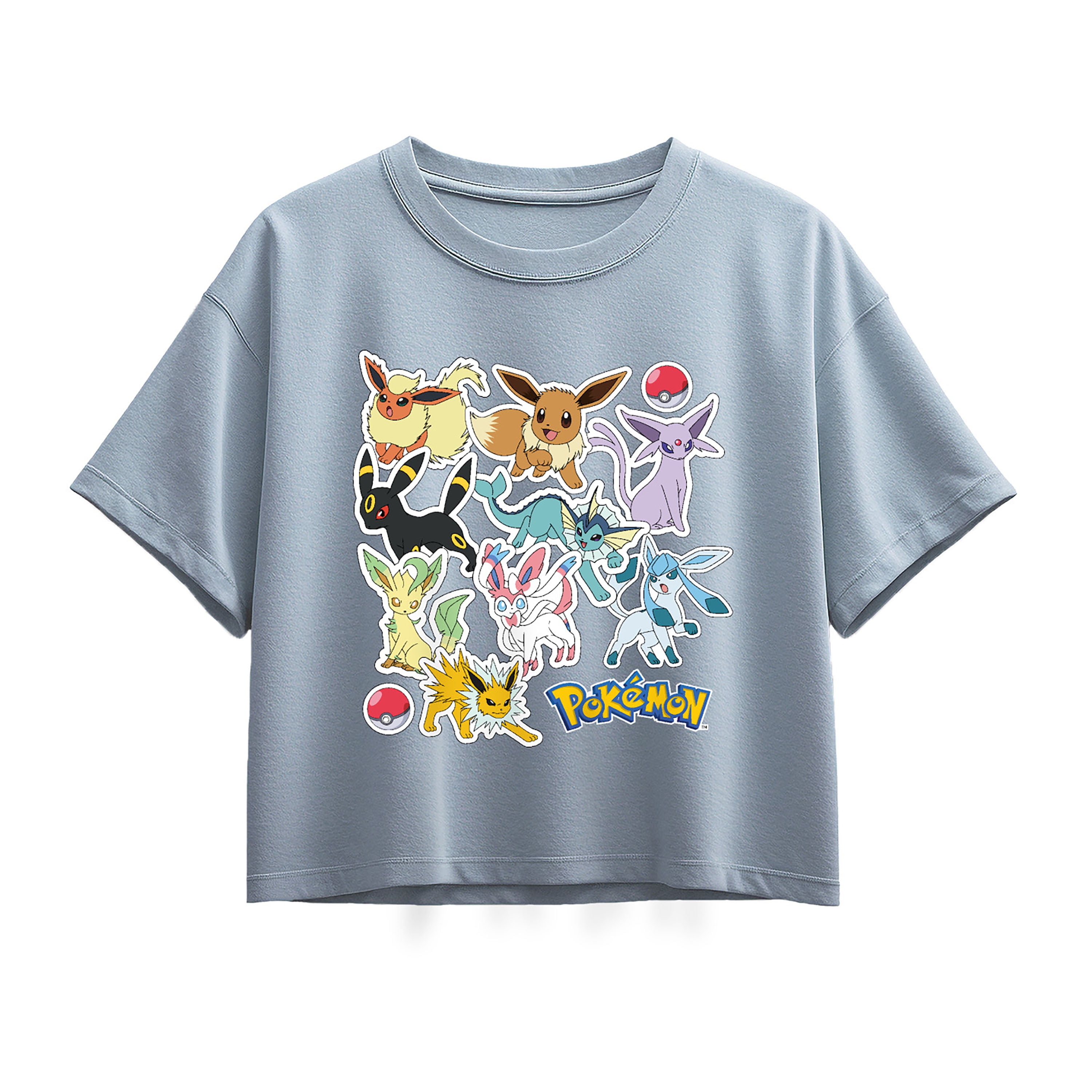 Pokémon - Eeveelution Stickers - Youth Girl Short Sleeve Boxy Tee ...