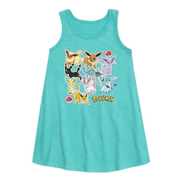 Pokémon - Eeveelution Stickers - Youth Girls A-line Dress