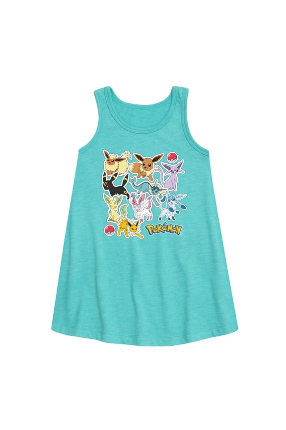 Pokémon - Eeveelution Stickers - Youth Girls A-line Dress