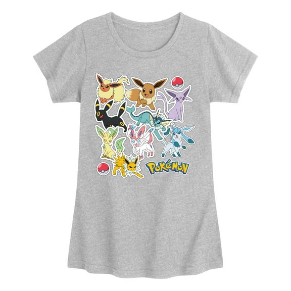 Pokémon - Eeveelution Stickers - Youth Girls Short Sleeve T-Shirt
