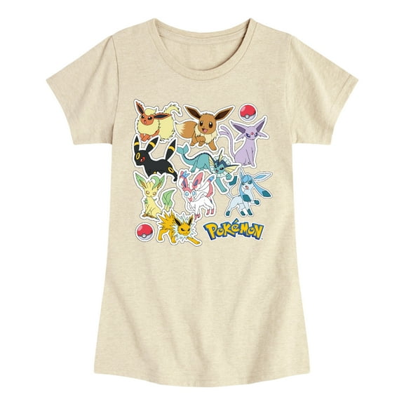 Pokémon - Eeveelution Stickers - Youth Girls Short Sleeve T-Shirt