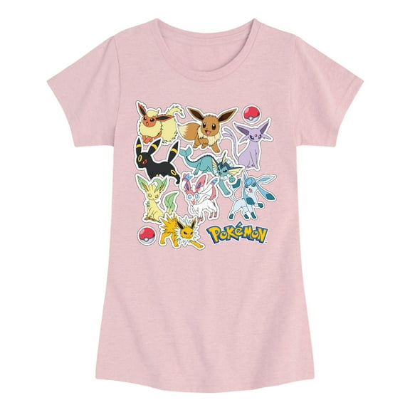 Pokémon - Eeveelution Stickers - Youth Girls Short Sleeve T-Shirt