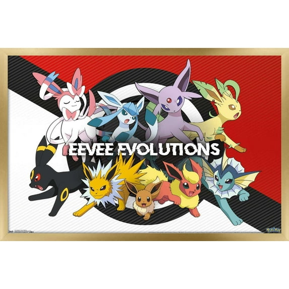 Pokemon - Eeveelution Wall Poster, 14.725" x 22.375", Framed
