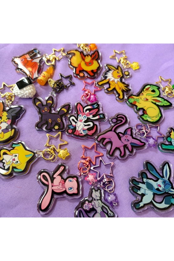 Pokmon/Eeveelution w/ Japanese Snacks Double Sided Keychains// 2in. Keychains (1 keychain)