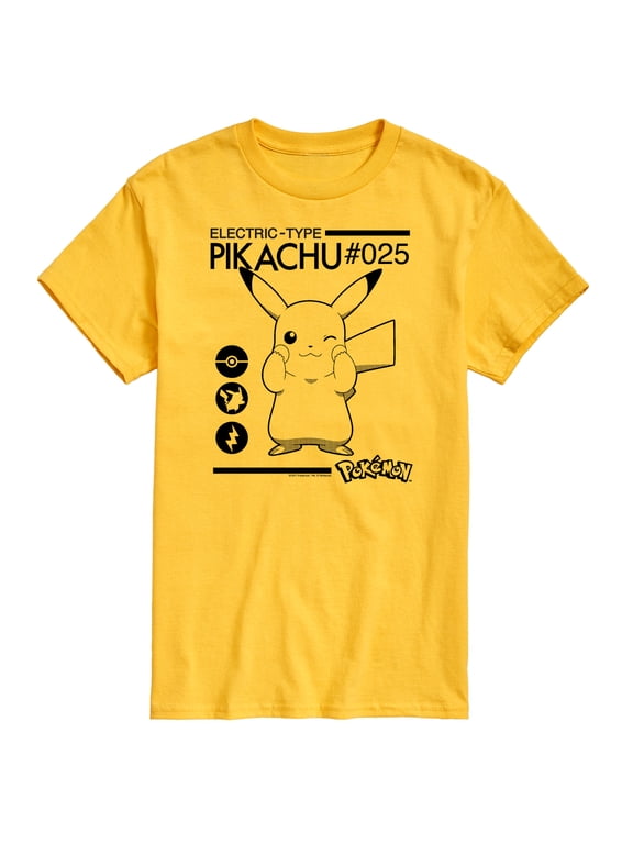 - Pikachu Electric-Type 025 Men's Short Sleeve Graphic T-Shirt