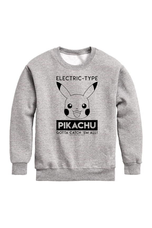 Pokémon - Electric Type Pikachu - Youth Crewneck Fleece Sweatshirt