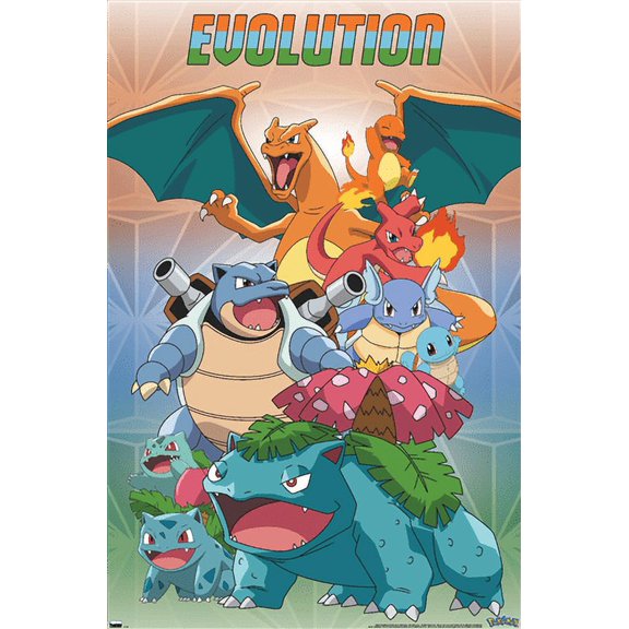 Pokémon - Evolution Trio Wall Poster, 14.725" x 22.375"