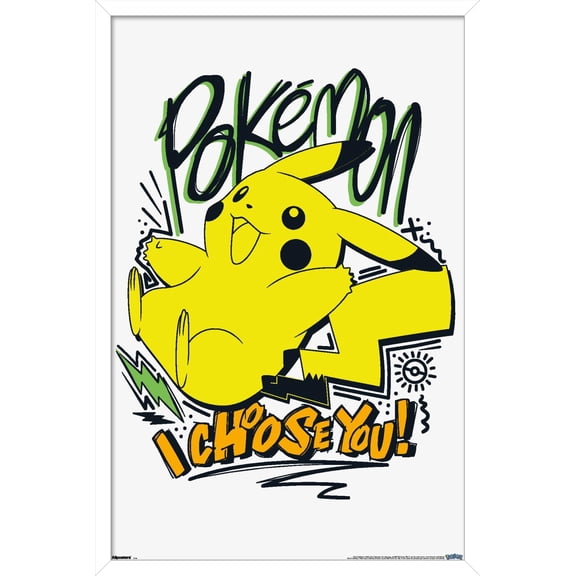 Pokémon: Expressive Doodle - I Choose You! Wall Poster, 14.725" x 22.375" Framed
