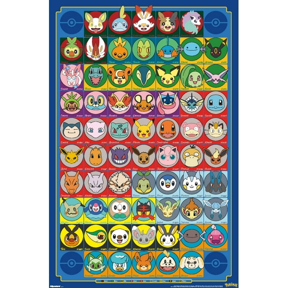 Pokémon: Face Art - Grid Wall Poster, 22.375" x 34"
