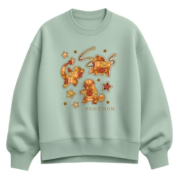Pokémon - Fall Patchwork Oversized Fleece Crew Sweatshirt