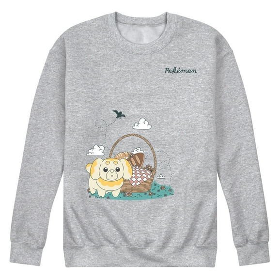Pokémon - Fidough Picnic  Faux Multi - Men's Long Sleeve Crew Fleece Sweatshirt