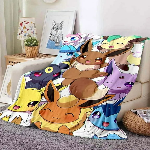 Pokémon Flannel Throw Blanket Cartoon Blanket Soft Plush Blankets Room Decorative Blankets for Women Men 40x50 inch