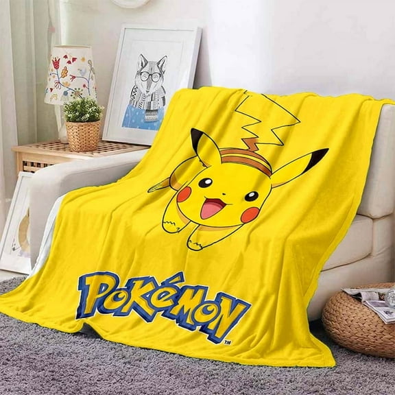 Pokémon Flannel Throw Blanket Cartoon Blanket Soft Plush Blankets Room Decorative Blankets for Women Men 40x50 inch