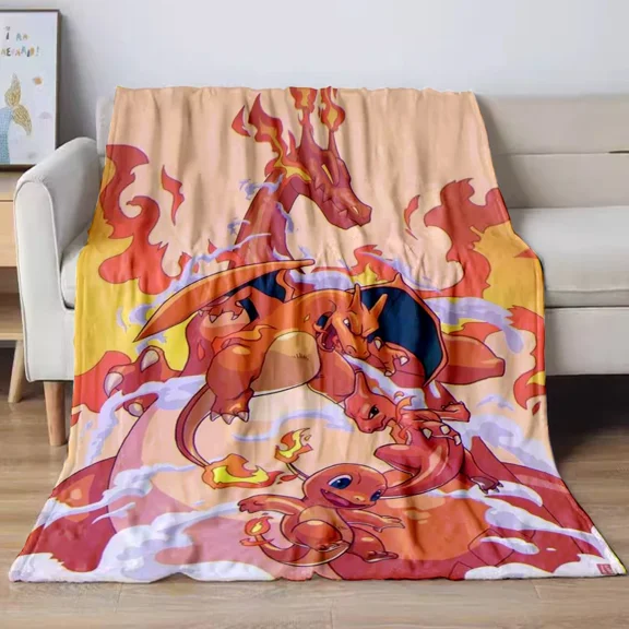 Pokémon Flannel Throw Blanket Cartoon Blanket Soft Plush Blankets Room Decorative Blankets for Women Men 40x50 inch