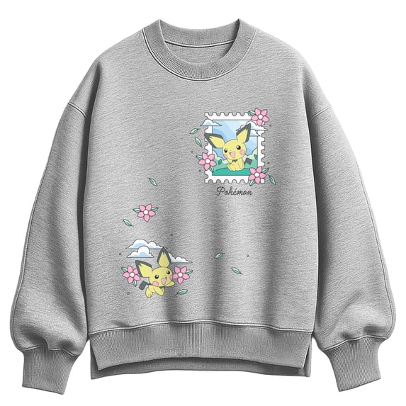 Pokémon - Floral Pastel Pichu Oversized Fleece Crew Sweatshirt