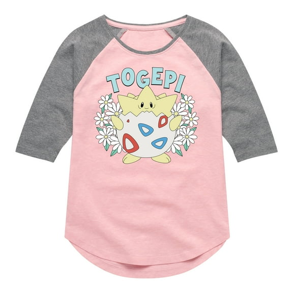 Pokémon - Floral Togepi - Youth Girls Shirt Tail Raglan T-Shirt