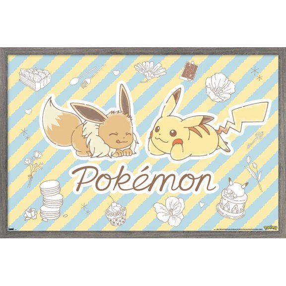 Pokemon: Flower Cafe - Sketch Wall Poster, 22.375" x 34" Framed