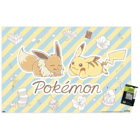 Pokémon: Flower Café - Sketch Wall Poster with Push Pins, 22.375" x 34"