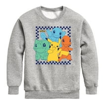 Pokémon - Friends Retro Checkered - Youth Crewneck Fleece Sweatshirt