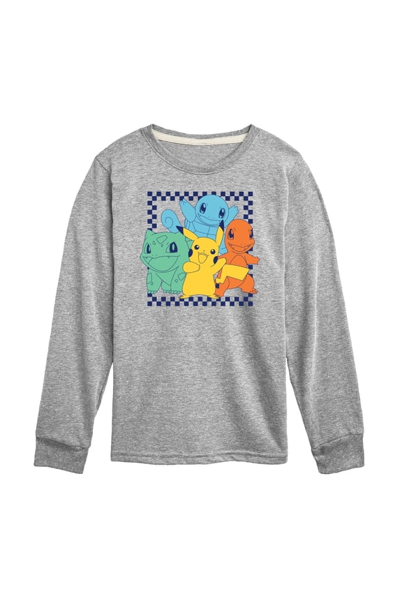 Pokémon - Friends Retro Checkered Long Sleeve Graphic T-Shirt